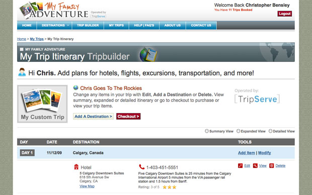 My Family Adventure | My Trip Itinerary